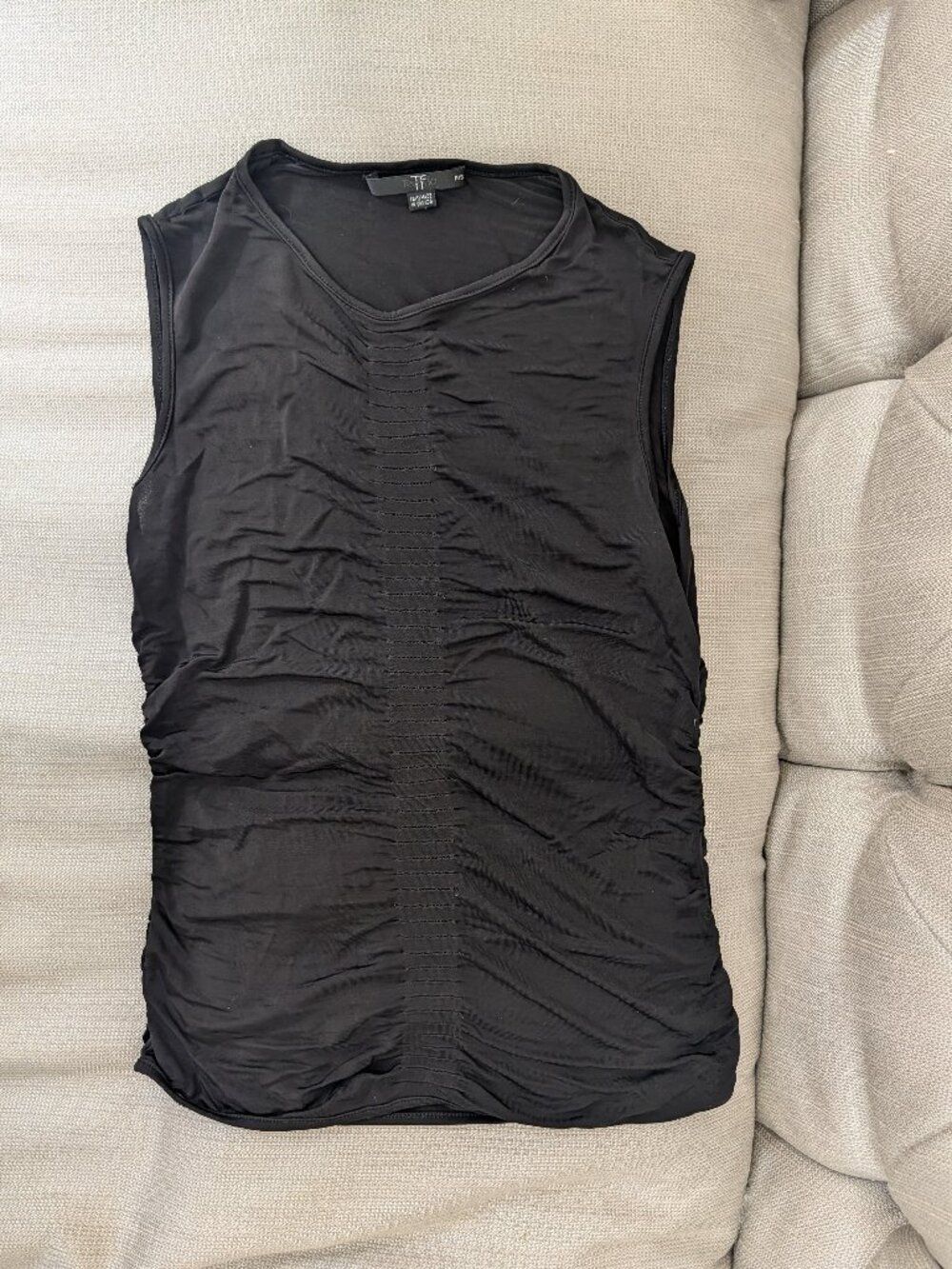 TeenFlo Black top sleeveless ruched draped neckline - Size Small (Holt Rendrew)